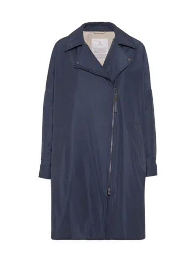 Brunello Cucinelli Women's Water Resistant Taffeta Outerwear Jacket In Blue