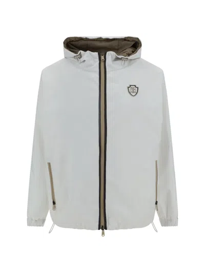 Brunello Cucinelli Waterproof Jacket With Hood In Blue