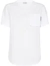 Brunello Cucinelli Relaxed-fit White Cotton T-shirt With Chest Pocket In White