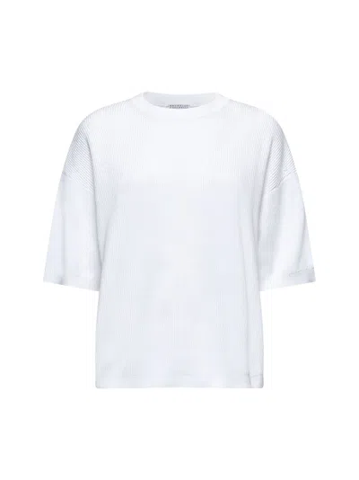 Brunello Cucinelli Women White Cotton Monili Sweater