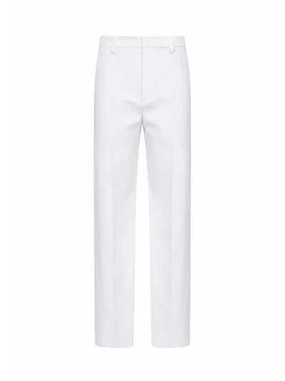 Brunello Cucinelli Women White Diagonal Loose Flared Trousers With Monili