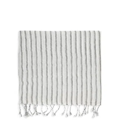 Brunello Cucinelli Women's White Striped Linen Scarf In Gray