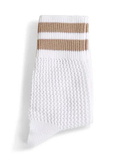 Brunello Cucinelli Women White Waffle Stitch Cotton Knit Socks