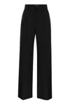 Brunello Cucinelli Elegant High-waisted Wide-leg Wool-cashmere Trousers With Jewel Accent In Black
