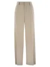 Brunello Cucinelli Women's Wide High-waisted Wool And Cashmere Trousers With Necklace In Cream