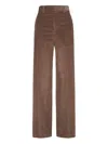 Brunello Cucinelli Women Fluid Corduroy Sartorial Track Trousers With Jewellery In Brown