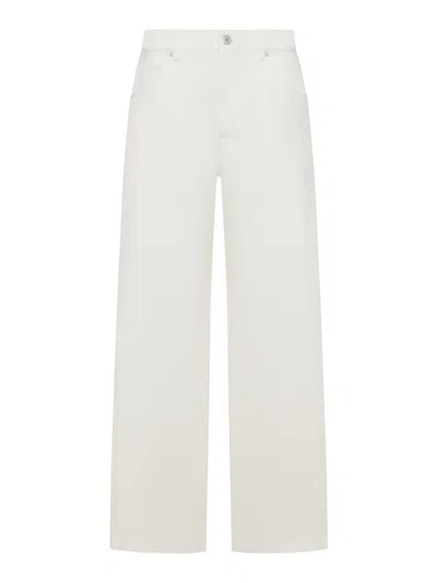 Brunello Cucinelli Women Wide Leg Cotton Trousers In White
