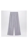 Brunello Cucinelli Violet Pants With Monil Detail On The Loop And Wide Leg In Cotton And Linen Blend Woman