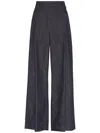 Brunello Cucinelli Women Wide Smart Cotton Denim Effect Trousers In Blue