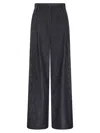 Brunello Cucinelli Grey Pants With Elastic Waist In Wool Blend Stretch Woman In Multicolor