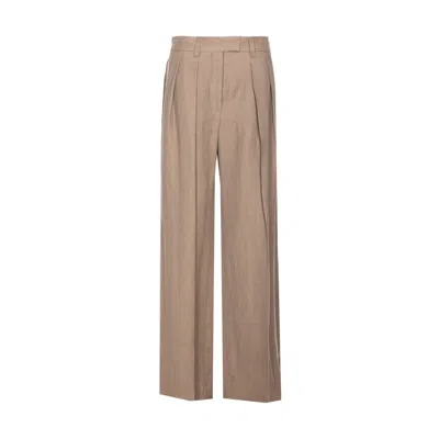 Brunello Cucinelli Women Wide Tailored Trousers In Brown
