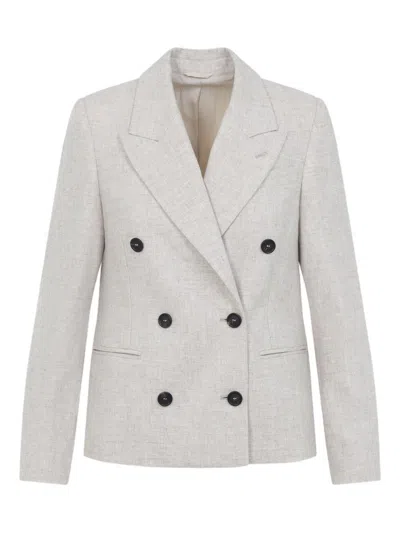 Brunello Cucinelli Women Wool And Cashmere Blazer In Gray
