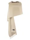 Brunello Cucinelli Women Wool And Cashmere Knit Scarf With Hood In Neutral