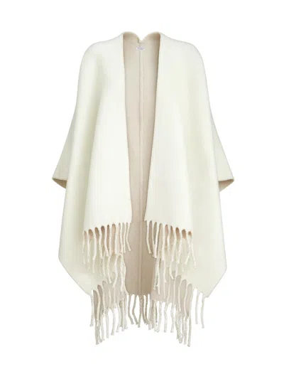 Brunello Cucinelli Women's Wool And Cashmere Reversible Double Knit Poncho In Brown