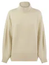 Brunello Cucinelli Luxe Cashmere-wool Blend Sweater With Sparkling Sequins In Cream