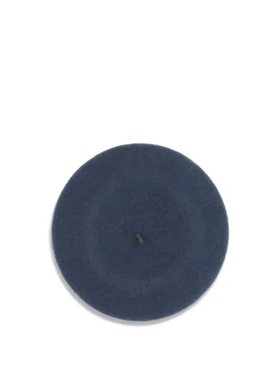 Brunello Cucinelli Women Wool Basque Hat With Precious Details In Blue