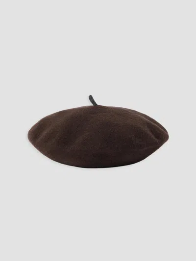 Brunello Cucinelli Women's Wool Beret Hat With Precious Detail In Cocoa