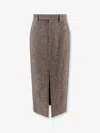 Brunello Cucinelli Women Wool Blend Pencil Skirt In Brown