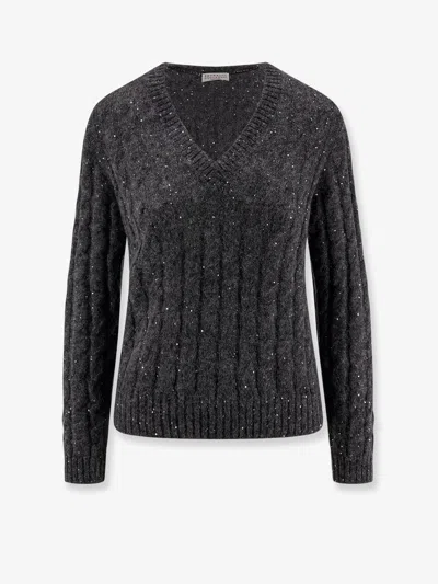 BRUNELLO CUCINELLI BRUNELLO CUCINELLI WOMEN WOOL BLEND SWEATER WITH ALL-OVER SEQUINS