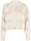 Brunello Cucinelli Stripe Embellished Rib Trim Cardigan In Neutral