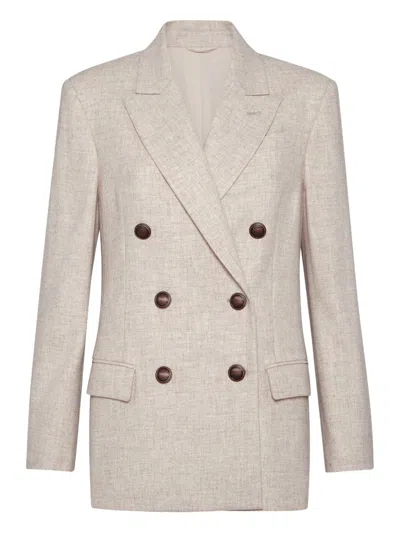 BRUNELLO CUCINELLI BRUNELLO CUCINELLI WOMEN WOOL DOUBLE-BREASTED JACKET
