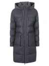 Brunello Cucinelli Long Quilted Down Jacket Hooded In Multi