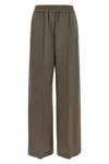 Brunello Cucinelli Tropical Luxury Wool Loose Trousers In Brown