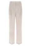 Brunello Cucinelli Formal Wool Trousers With Jewel Detail And Straight Leg Design In White