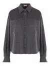 Brunello Cucinelli Wool Shirt With Chest Pockets And Horn Buttons In Blue