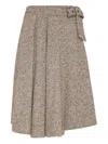 Brunello Cucinelli Kilt Midi Skirt In Gray