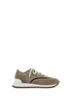 Brunello Cucinelli Wool Sneakers With Precious Stripe Design In Beige