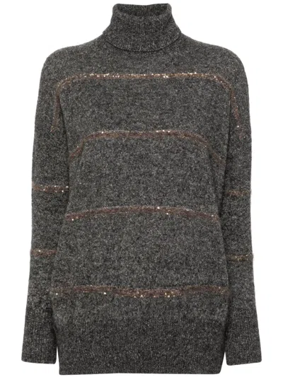 Brunello Cucinelli Sequin-embellished Knitted Jumper In Multicolor