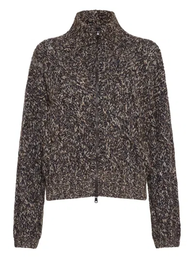 Brunello Cucinelli Women Wool Zipped Cardigan In Gray