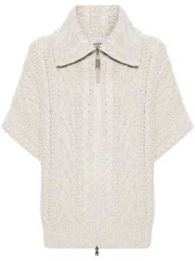 Brunello Cucinelli Cardigan Mit Monili-detail In Light Grey