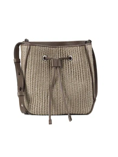 Brunello Cucinelli Women's Woven Leather Bucket Bag In Brown
