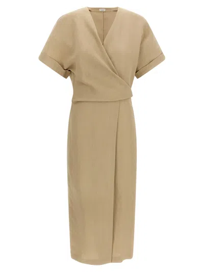 Brunello Cucinelli Women's Wrap Dress In Sand
