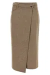 Brunello Cucinelli Wraparound Skirt With Belt Loops And Back Pockets In Brown