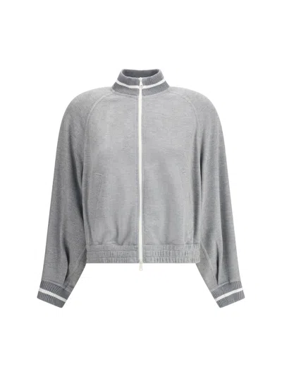 Brunello Cucinelli Women Zip Sweatshirt In Gray