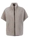 Brunello Cucinelli Lightweight Curly Sheep Shearling Jacket In Gold