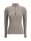 Brunello Cucinelli Women Zipped High Neck Top In Brown