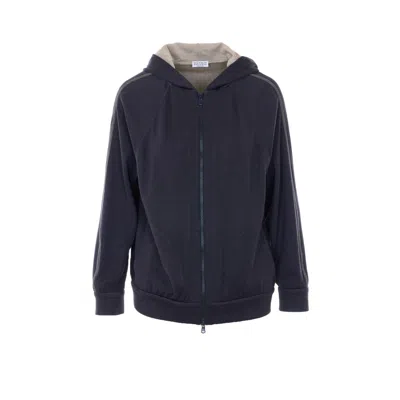 Brunello Cucinelli Women Zipped Sweatshirt In Blue