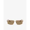 Brunello Cucinelli Womens Gold Bc2009st Jarama Rectangular-frame Metal Sunglasses In Gold
