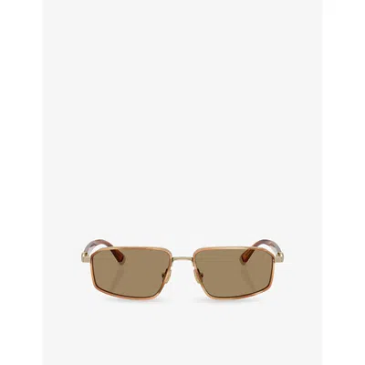 Brunello Cucinelli Womens Gold Bc2009st Jarama Rectangular-frame Metal Sunglasses