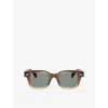 Brunello Cucinelli Womens Bc4018s Jared Rectangle-frame Acetate Sunglasses In Red