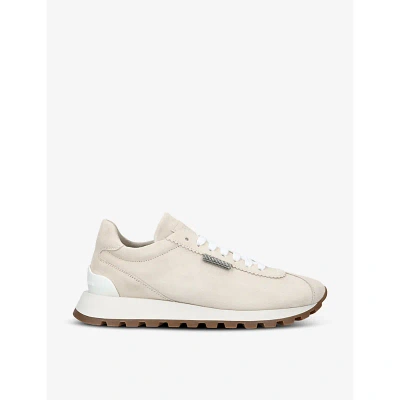 BRUNELLO CUCINELLI WOMENS BONE RUNNER SUEDE LOW-TOP TRAINERS EUR 39 / 6 UK