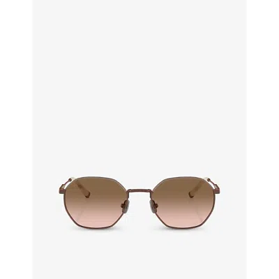 BRUNELLO CUCINELLI WOMENS BROWN BC2004ST SARTORIAL SUNSET ROUND-FRAME ROSE GOLD-PLATED TITANIUM SUNGLASSES