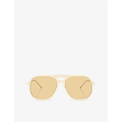 Brunello Cucinelli 4022s Pilot-frame Acetate Sunglasses In Yellow