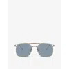 Brunello Cucinelli Womens Bc2005st Square-frame Titanium Sunglasses Gold In Gold