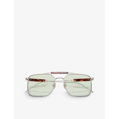 Brunello Cucinelli Womens Bc2005st Square-frame Titanium Sunglasses Silver