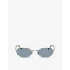 Brunello Cucinelli Womens Bc2006st Oval-frame Titanium Sunglasses Gold In Gold